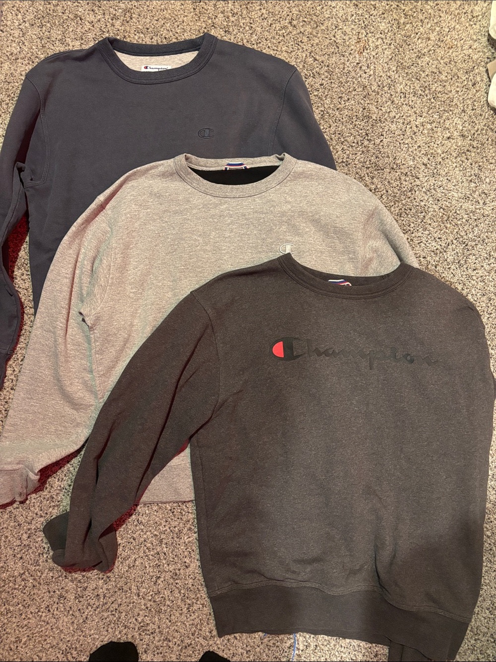 Champion Men's Crewneck Sweatshirts - Black, Gray, Charcoal